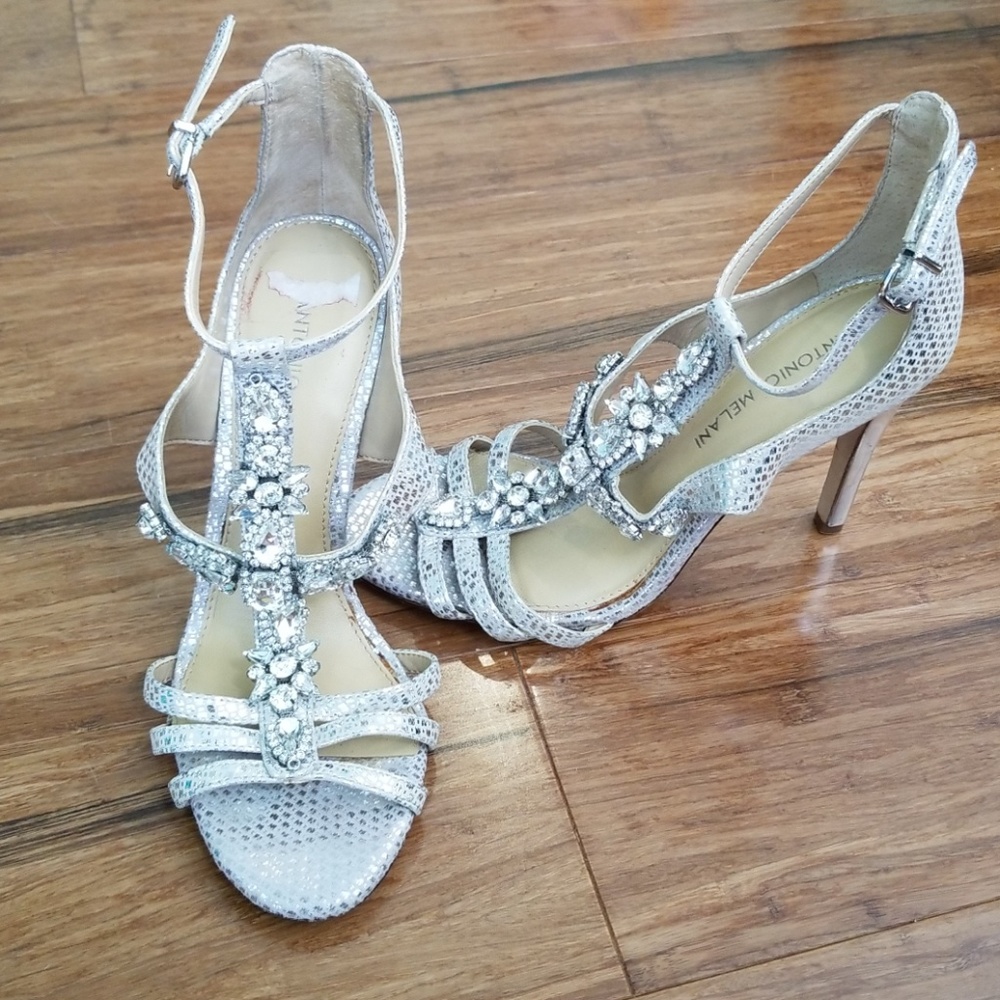Antonio Melani silver prom/wedding heels